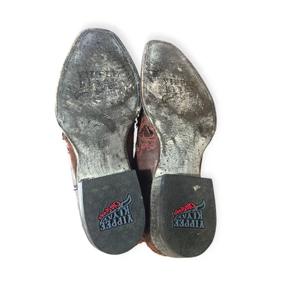 Old Gringo Brown Leather Pink Red Embroidered Floral Western Boots Size 8 - Picture 8 of 9